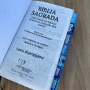 Bíblia Azul Seja forte e corajoso com Abas coladas | harpa e corinhos cpp