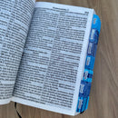 Bíblia Azul Seja forte e corajoso com Abas coladas | harpa e corinhos cpp