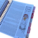 Bíblia Ilustrada Anote rosa brilhante com abas adesivas coladas